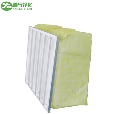HVAC Sistemi Polyester Cep Hava Filtresi Torbası M6-M9 3200m³/h Hava Hacmi Galvanizli Sac Çerçeve