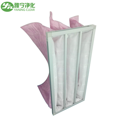 F7 Pembe Polyester Hvac Hepa Filtre Muhafazası / Torba Alüminyum Alaşımlı Malzeme Orta Verimlilik