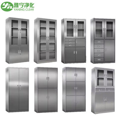 Sağlık Tesisleri İçin Gömme Temperli Cam Pencere ve Neme Dayanıklı Tasarımlı Paslanmaz Çelik 304 Tıbbi Dolap